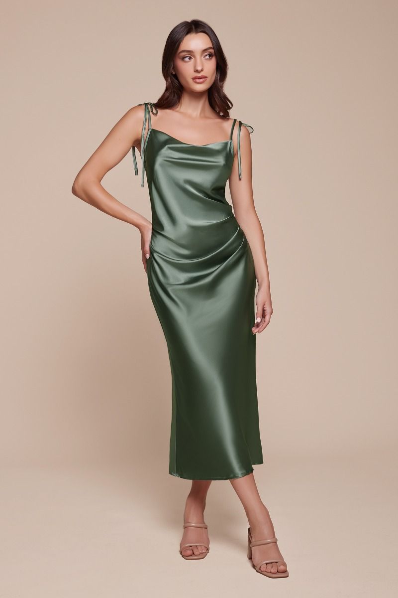 Slim Fit Satin Midi Dress-9