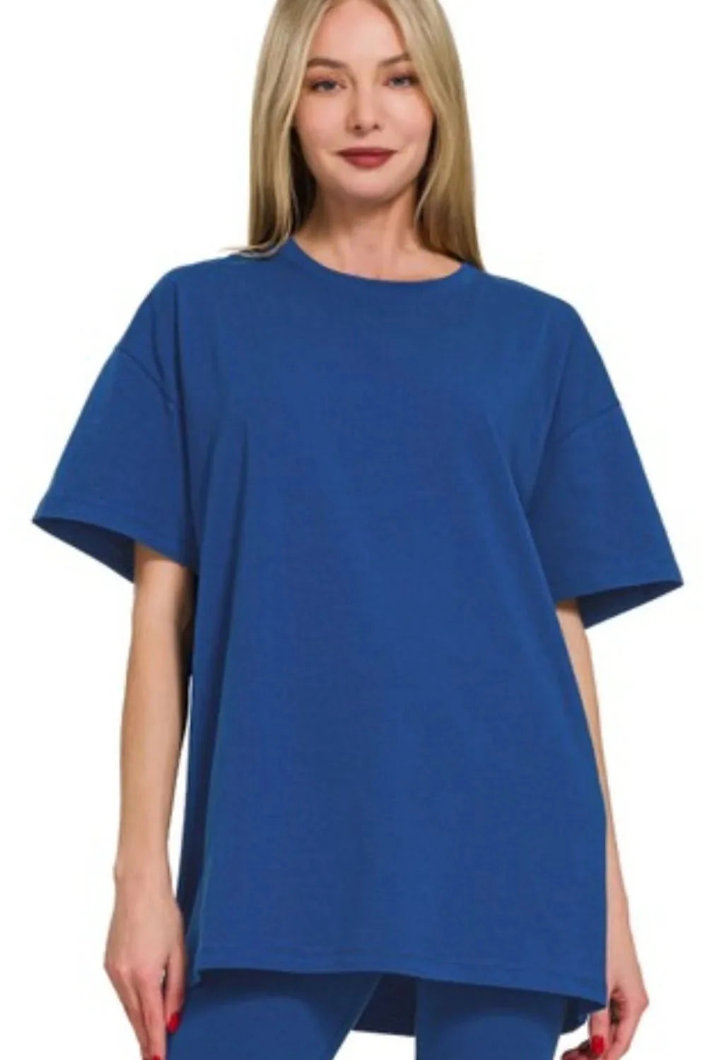 Zenana Cotton Round Neck Top & Legging Set-1